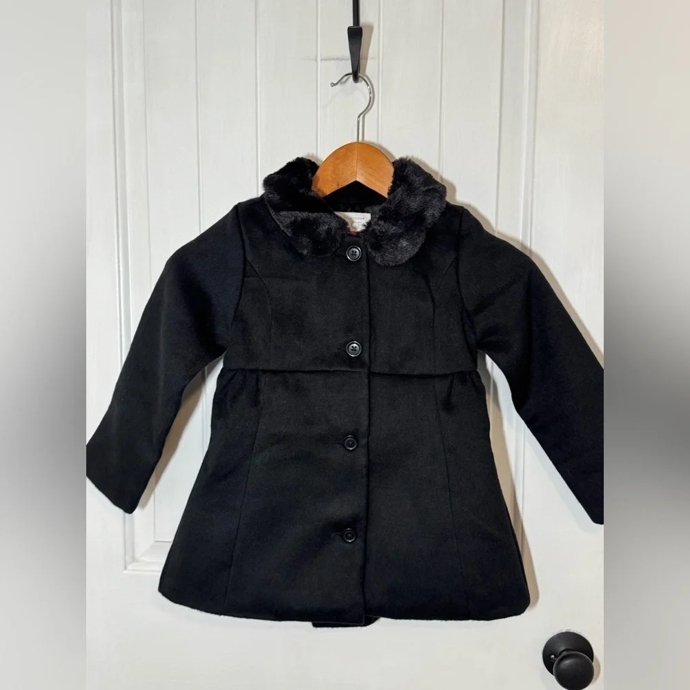 The Children’s Place - Black Faux Fur Collar Coat